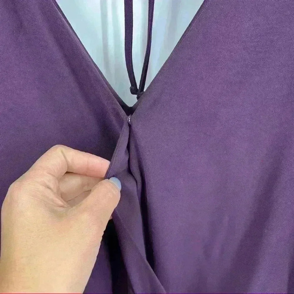 Loft Plus‎ Size Purple Petal Flutter Sleeve Tie Back Jumpsuit Size 24 NWT - Picture 8 of 14